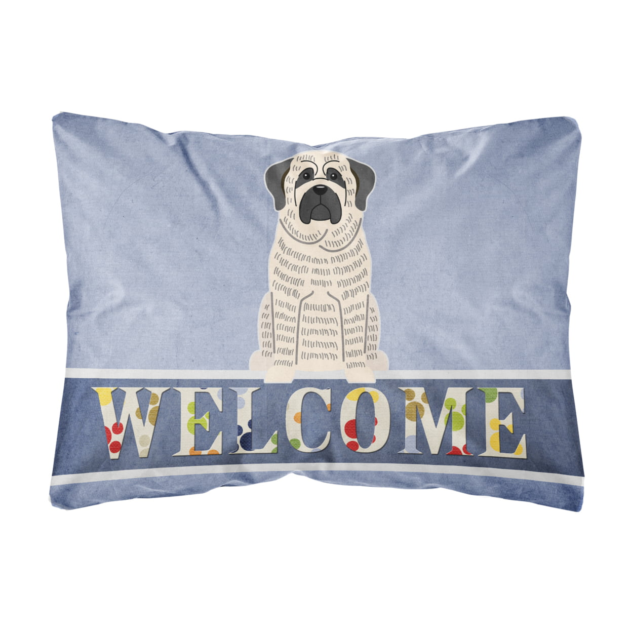 Mastiff Brindle White Welcome Canvas Fabric Decorative Pillow