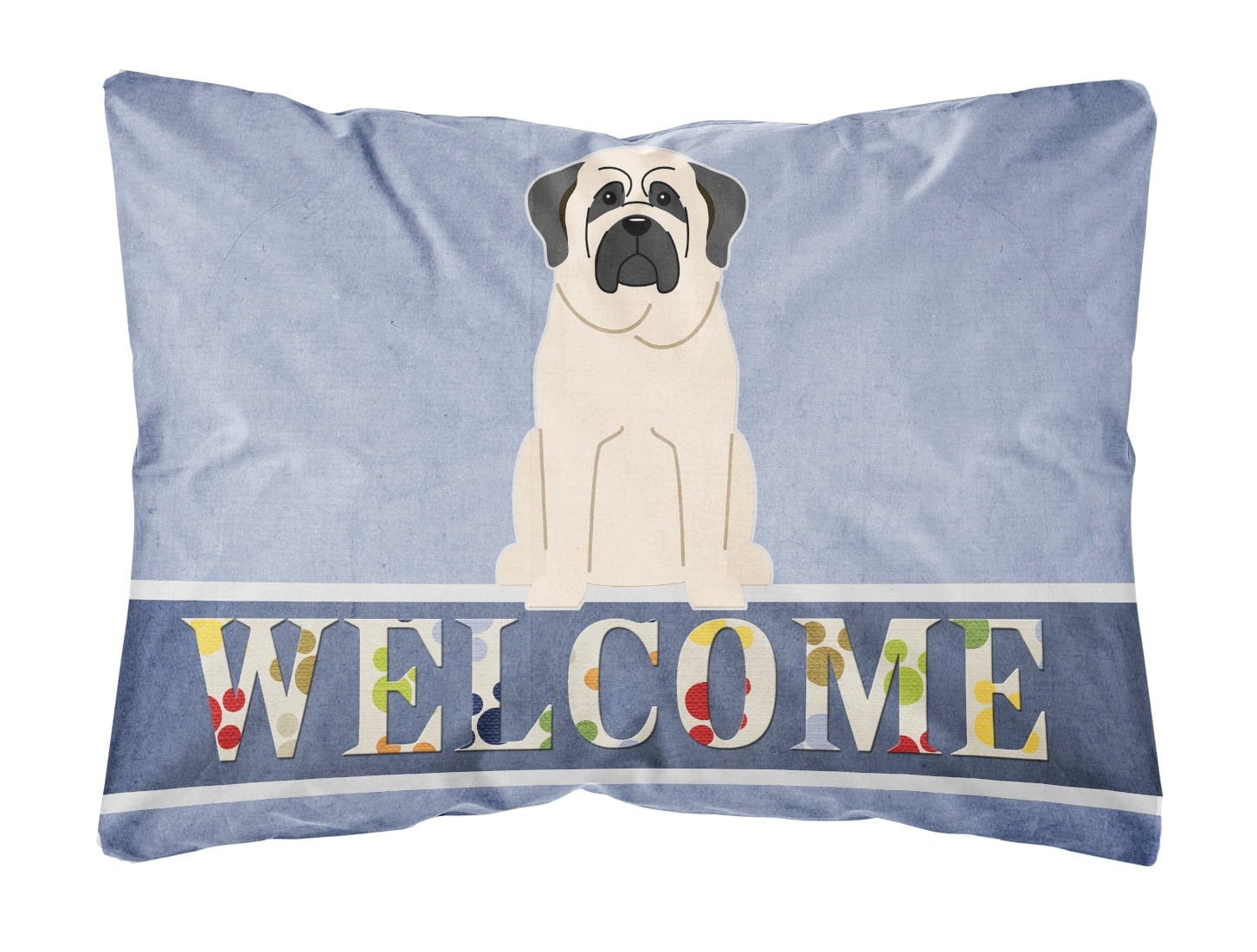 Mastiff White Welcome Canvas Fabric Decorative Pillow