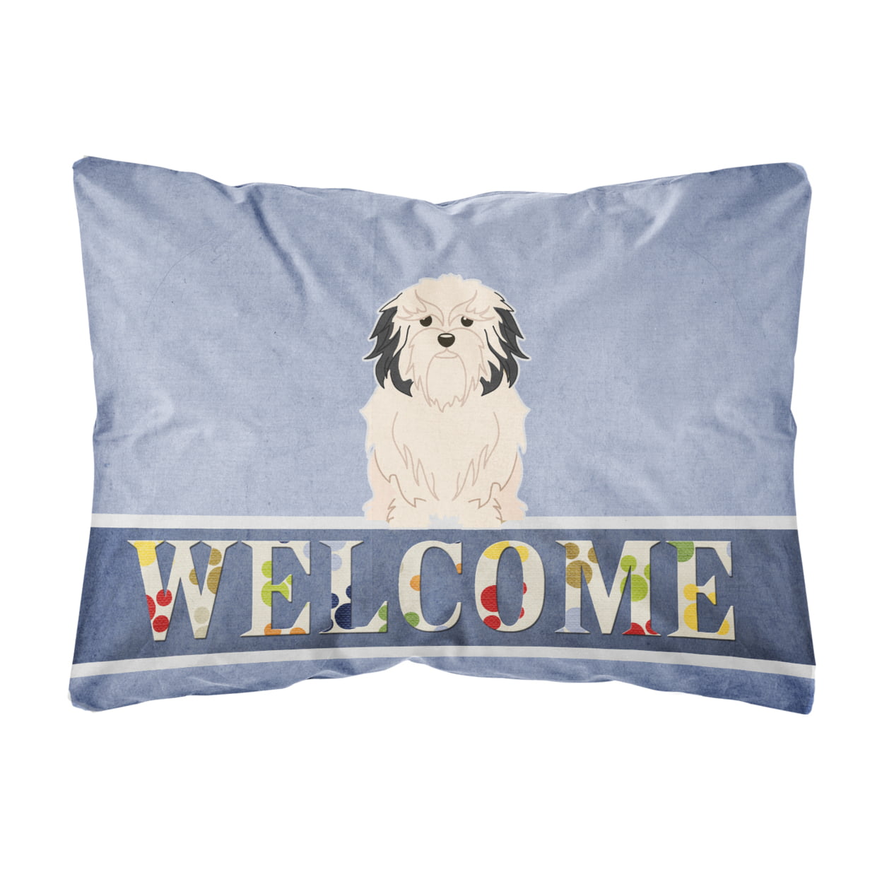 Lowchen Welcome Canvas Fabric Decorative Pillow