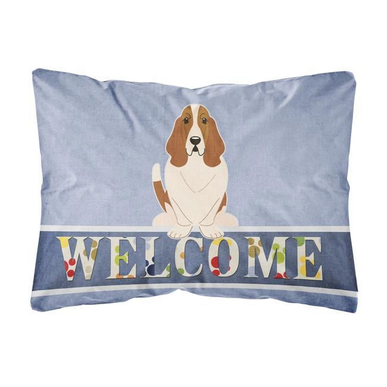 Basset Hound Welcome Canvas Fabric Decorative Pillow