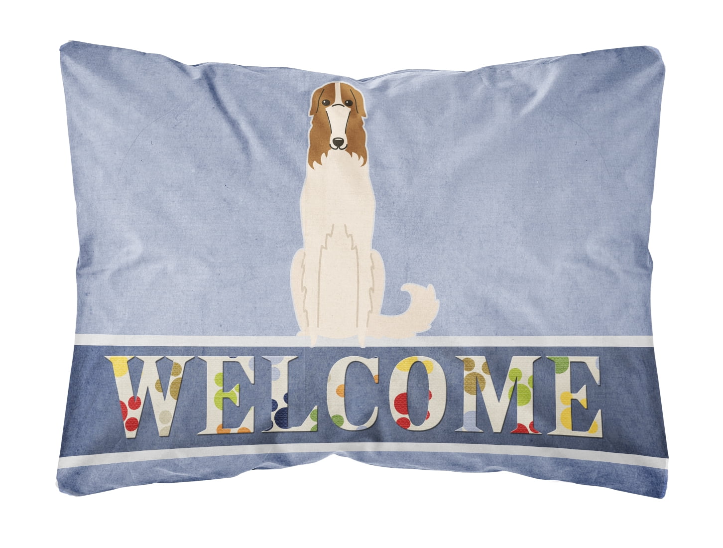Borzoi Welcome Canvas Fabric Decorative Pillow