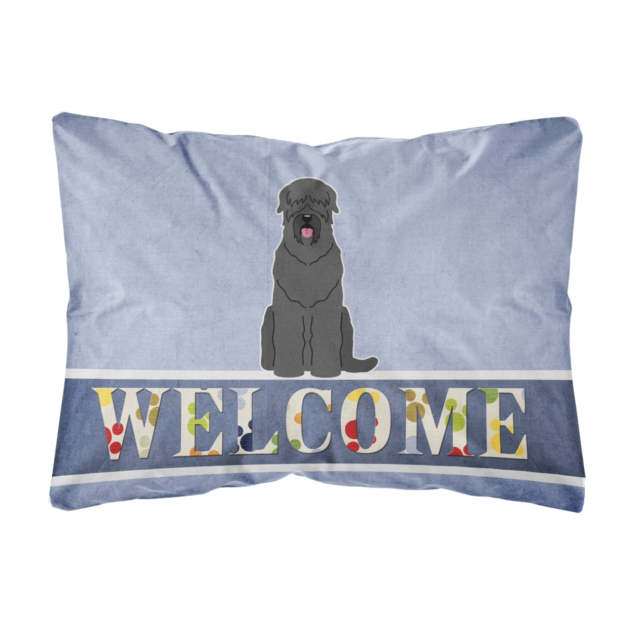 Black Russian Terrier Welcome Canvas Fabric Decorative Pillow