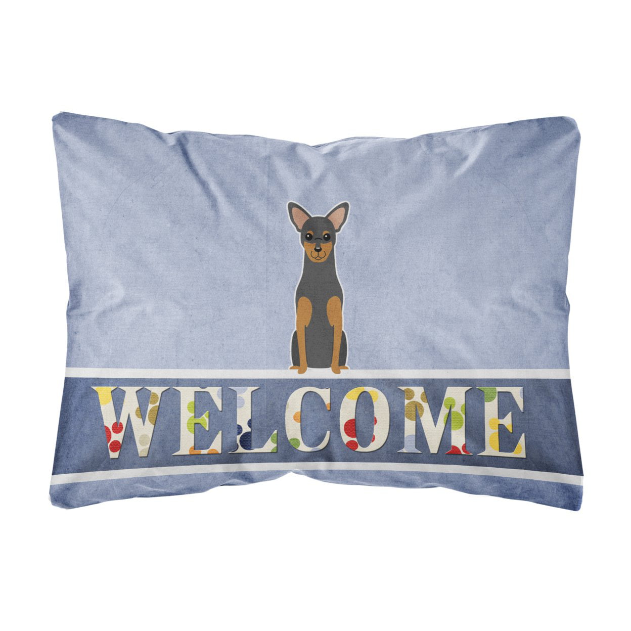 Manchester Terrier Welcome Canvas Fabric Decorative Pillow