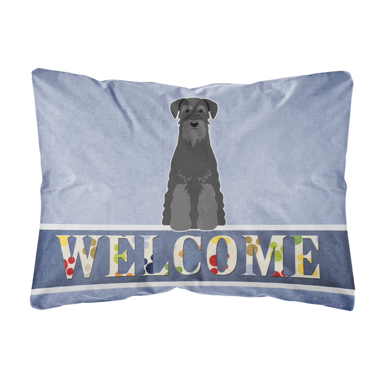 Standard Schnauzer Black Welcome Canvas Fabric Decorative Pillow