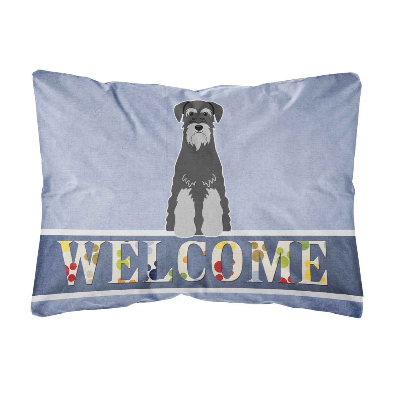 Standard Schnauzer Black Grey Welcome Canvas Fabric Decorative Pillow