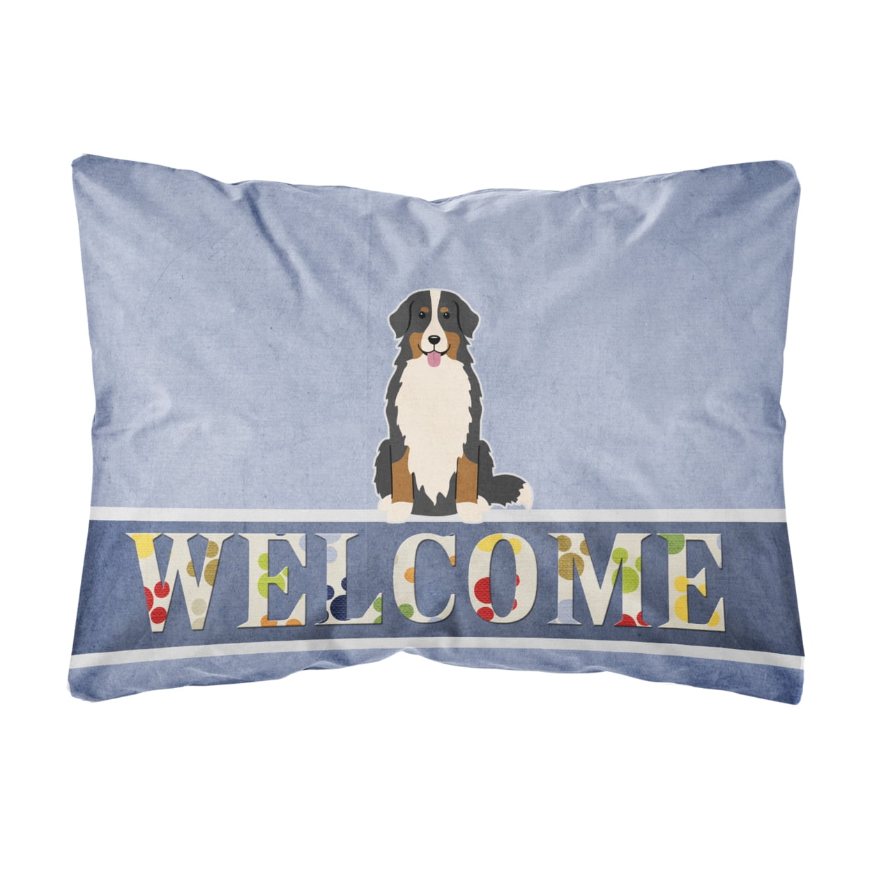 Bernese Mountain Dog Welcome Canvas Fabric Decorative Pillow