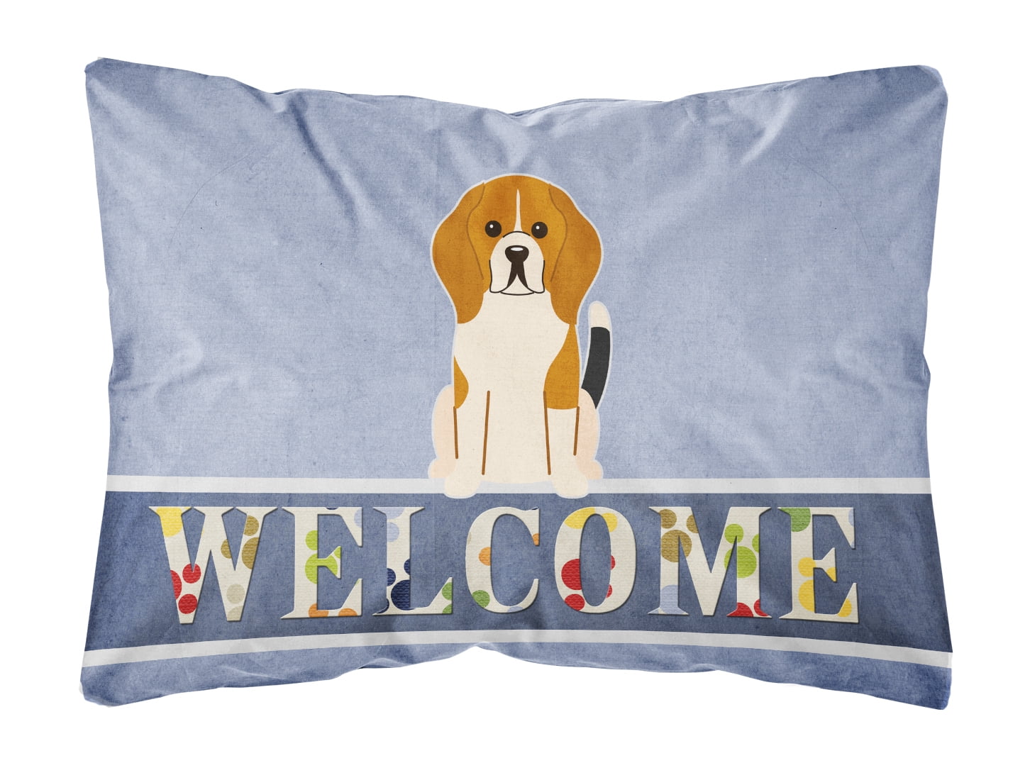 Beagle Tricolor Welcome Canvas Fabric Decorative Pillow