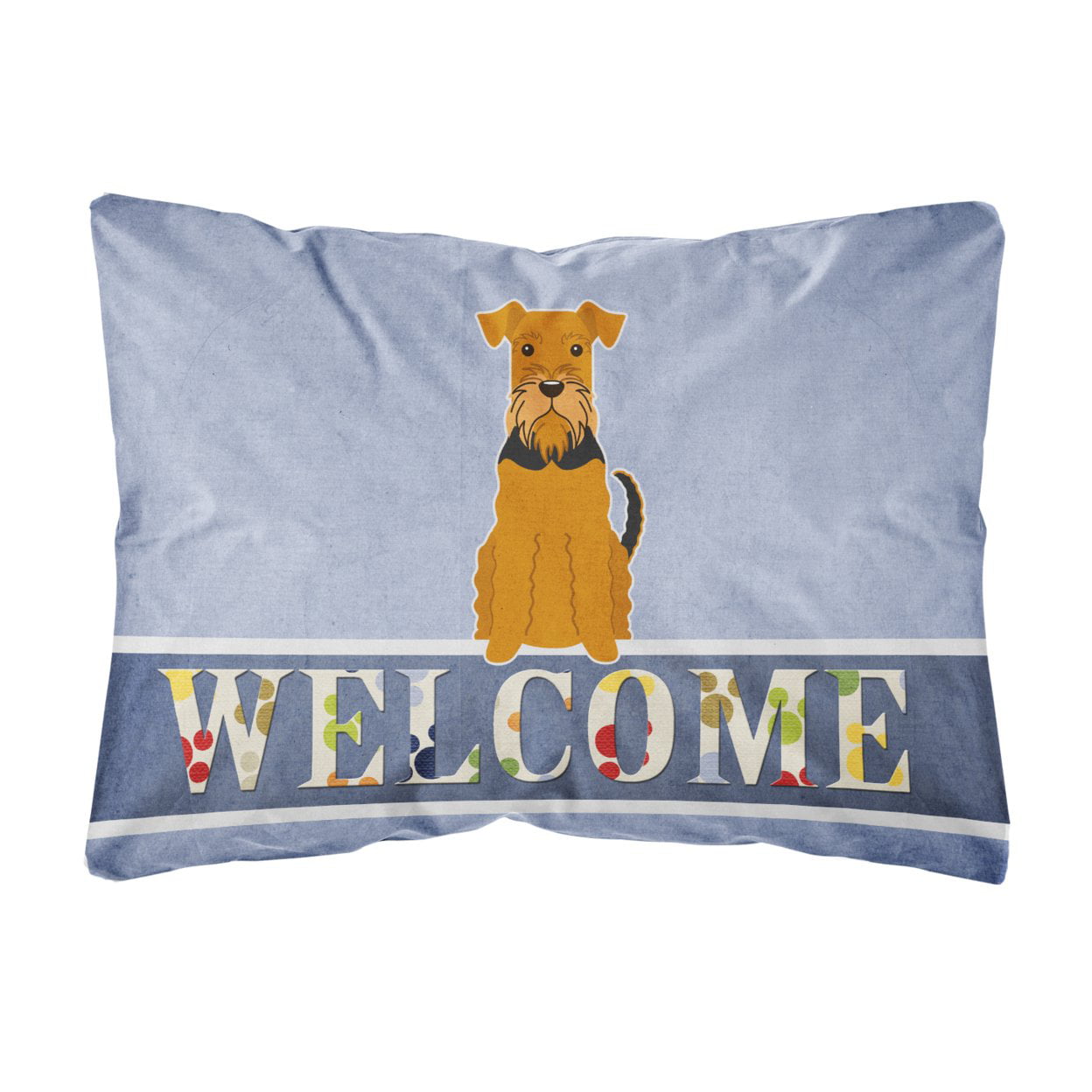Airedale Welcome Canvas Fabric Decorative Pillow