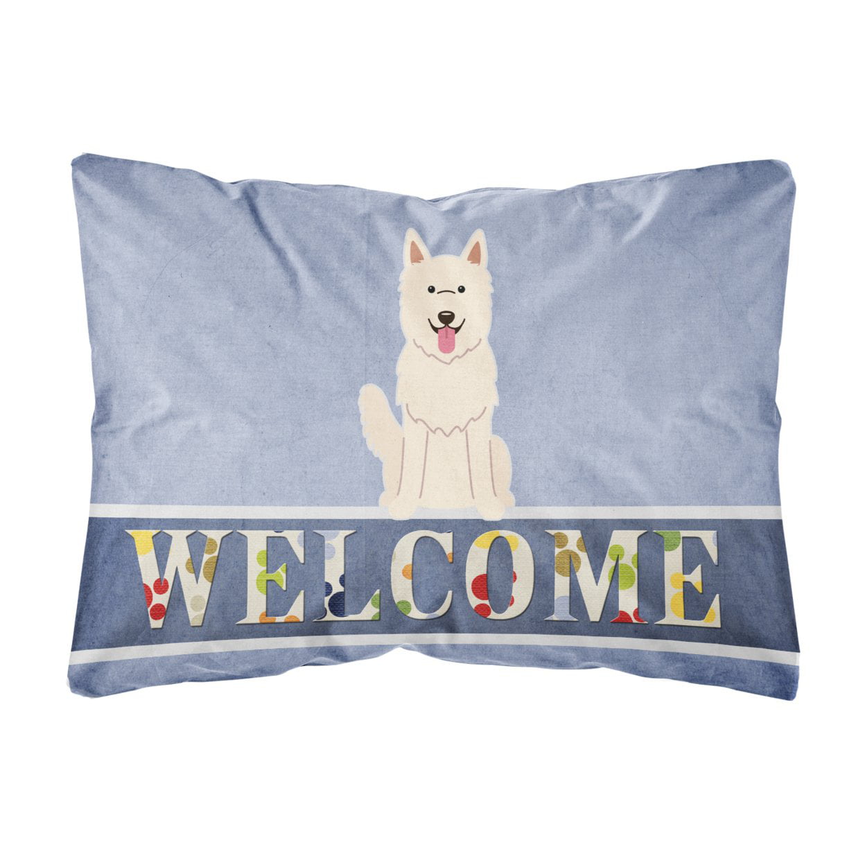 White German Shepherd Welcome Canvas Fabric Decorative Pillow