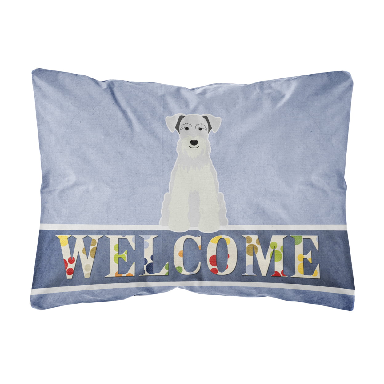 Miniature Schanuzer White Welcome Canvas Fabric Decorative Pillow