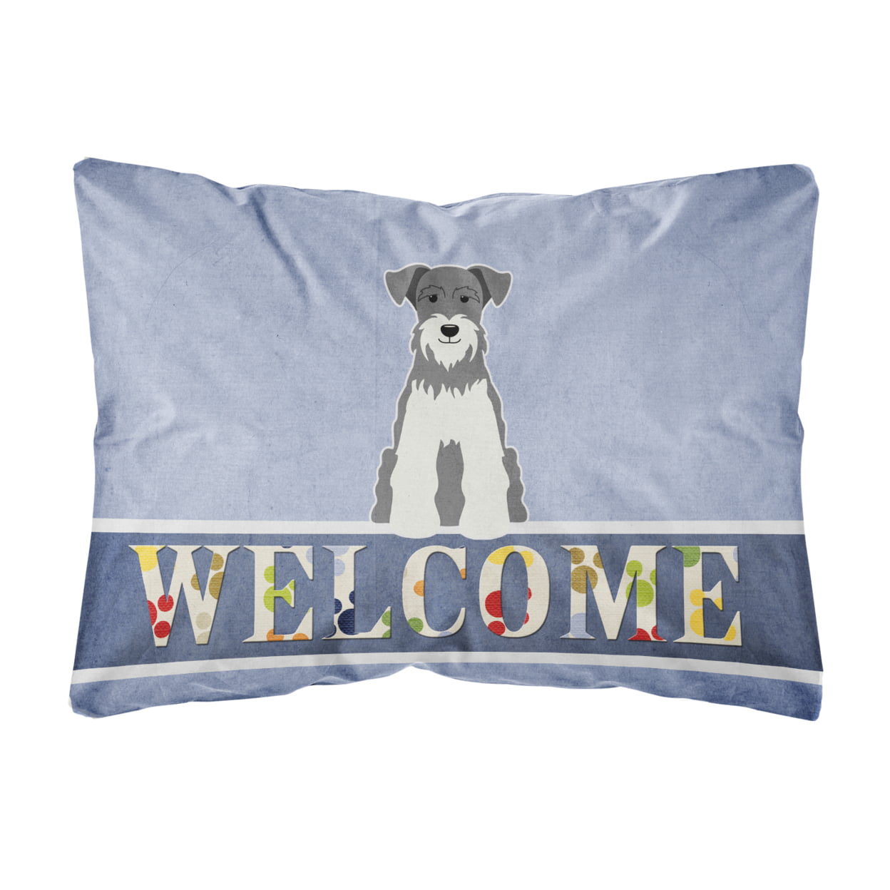 Miniature Schanuzer Salt & Pepper Welcome Canvas Fabric Decorative Pillow