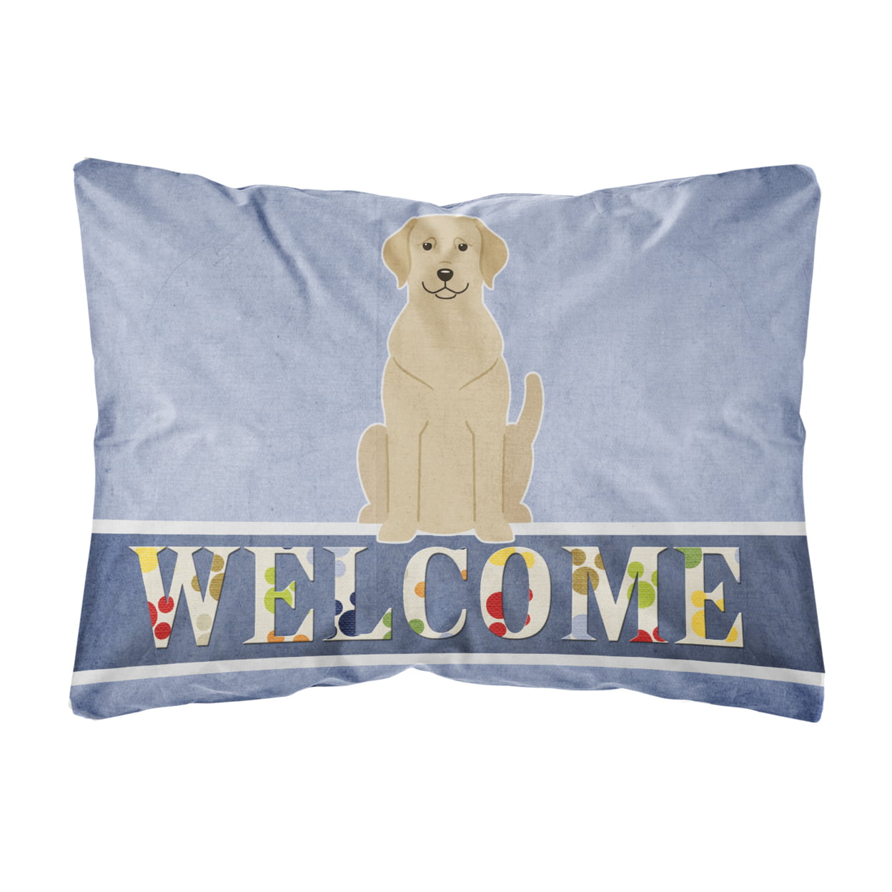 Yellow Labrador Welcome Canvas Fabric Decorative Pillow