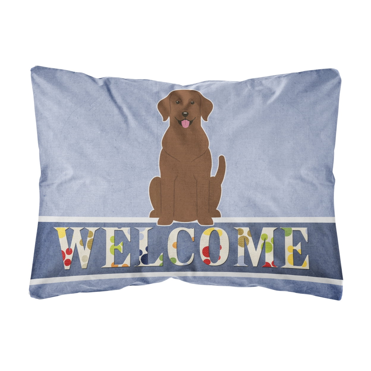 Chocolate Labrador Welcome Canvas Fabric Decorative Pillow