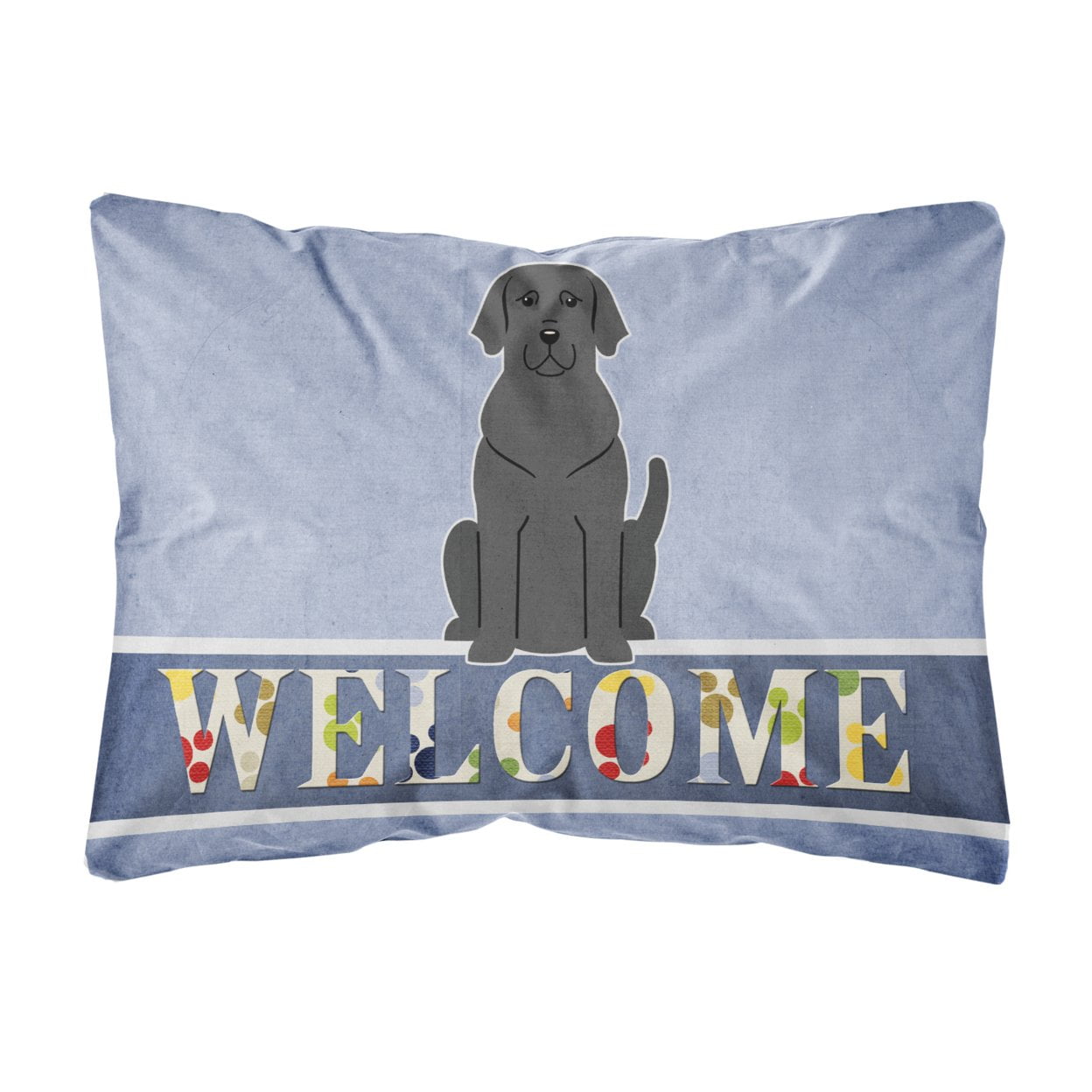 Black Labrador Welcome Canvas Fabric Decorative Pillow