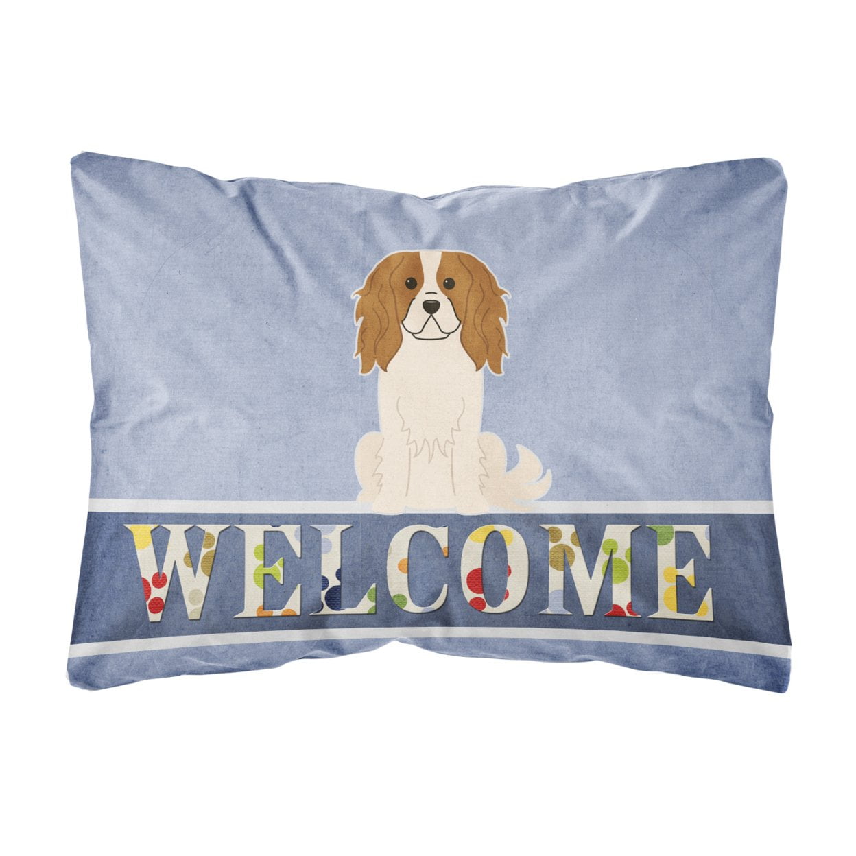 Cavalier Spaniel Welcome Canvas Fabric Decorative Pillow