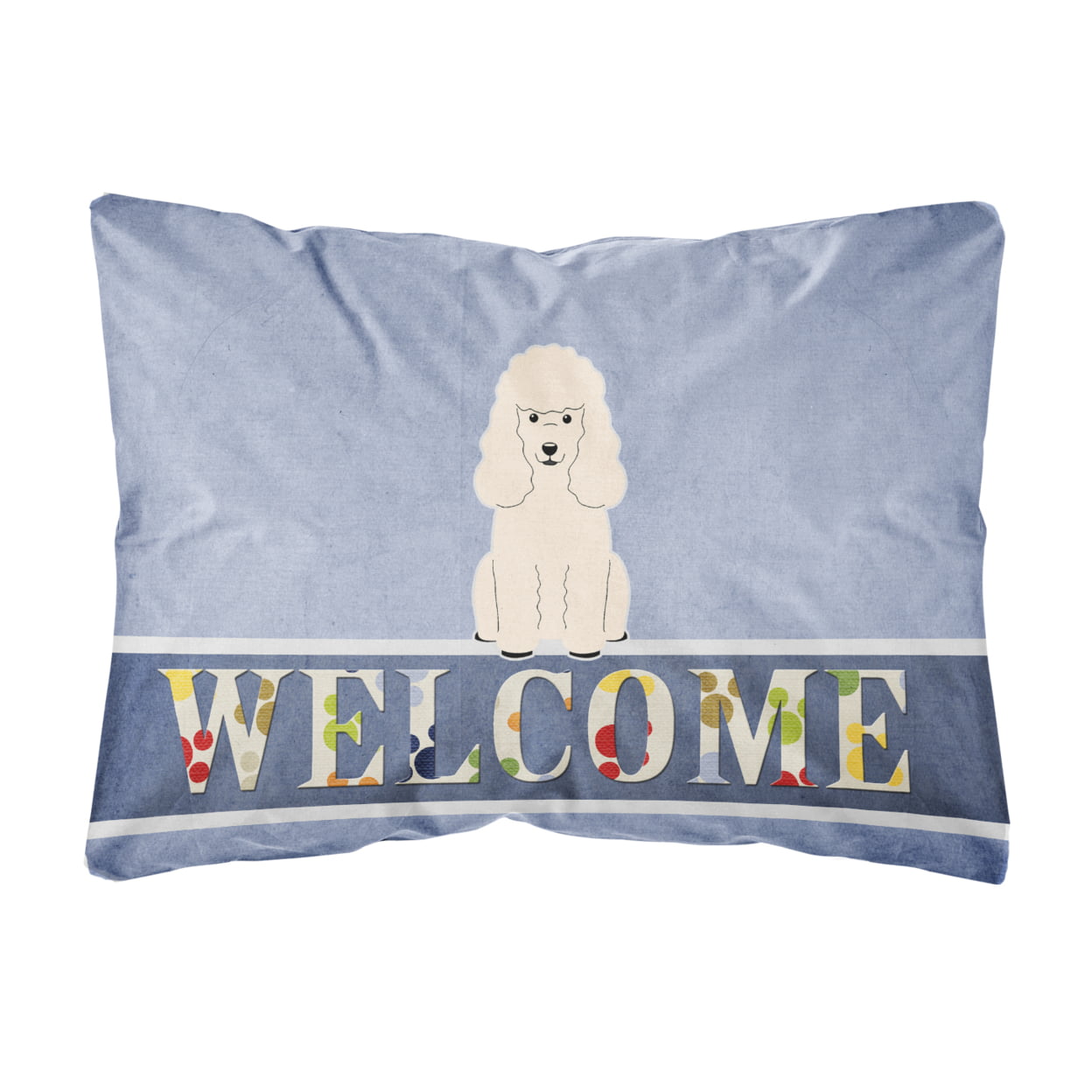 Poodle White Welcome Canvas Fabric Decorative Pillow