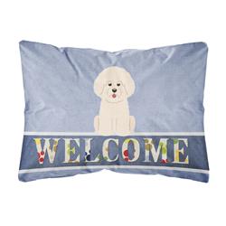 Bichon Frise Welcome Canvas Fabric Decorative Pillow