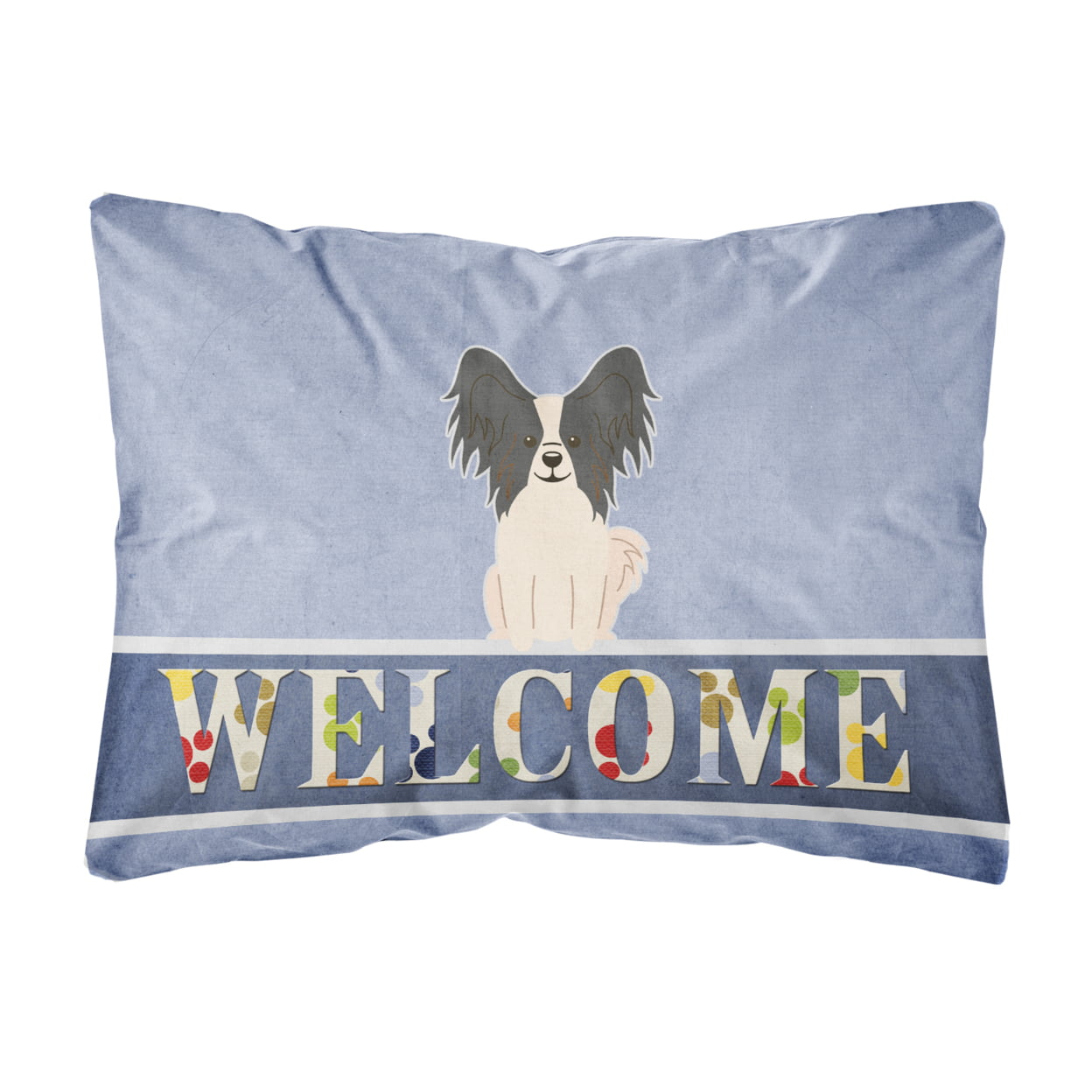 Papillon Black & White Welcome Canvas Fabric Decorative Pillow