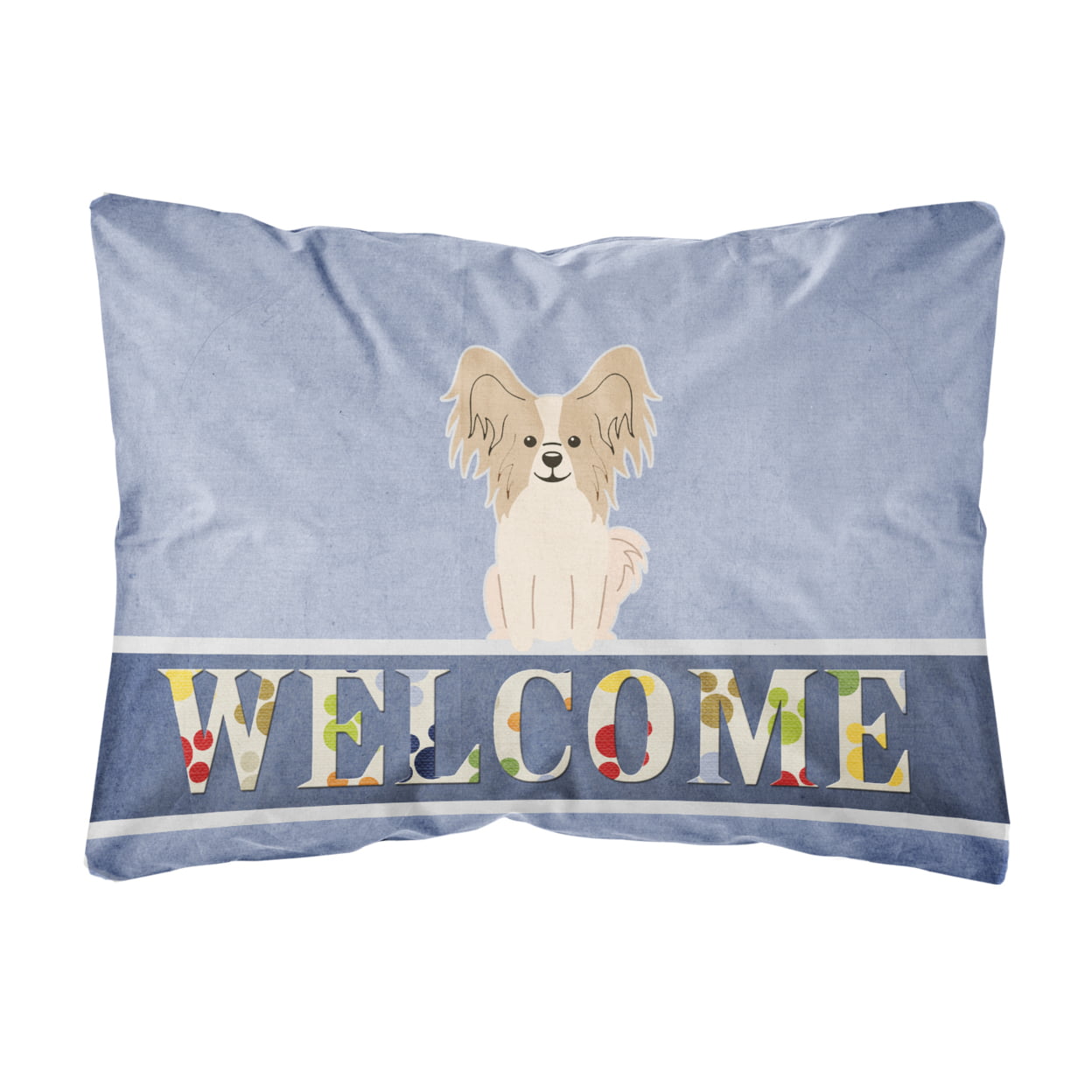 Papillon Sable White Welcome Canvas Fabric Decorative Pillow