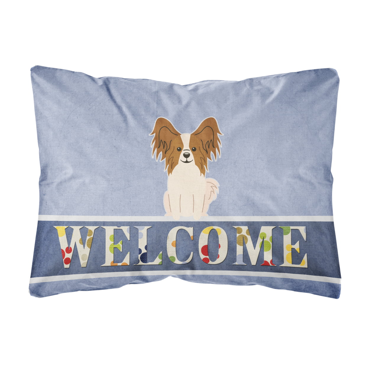 Papillon Red White Welcome Canvas Fabric Decorative Pillow