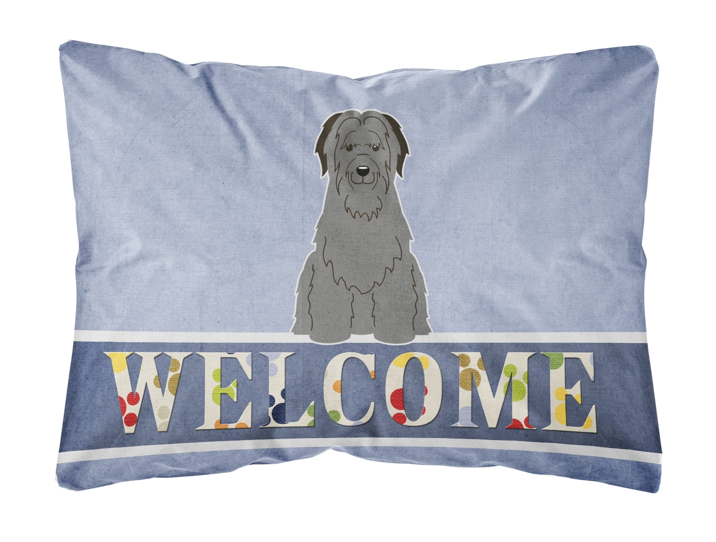 Briard Black Welcome Canvas Fabric Decorative Pillow