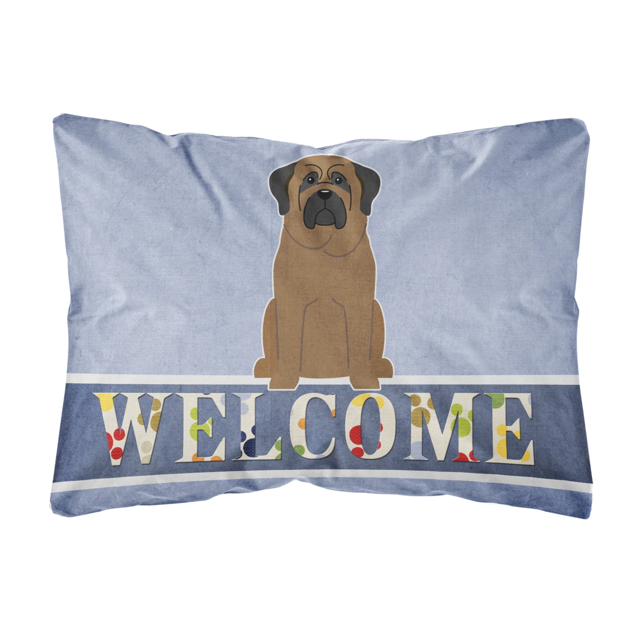 Bullmastiff Welcome Canvas Fabric Decorative Pillow