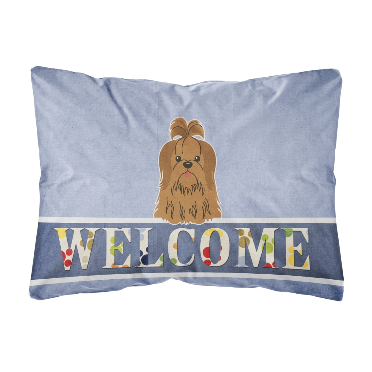 Shih Tzu Silver Chocolate Welcome Canvas Fabric Decorative Pillow