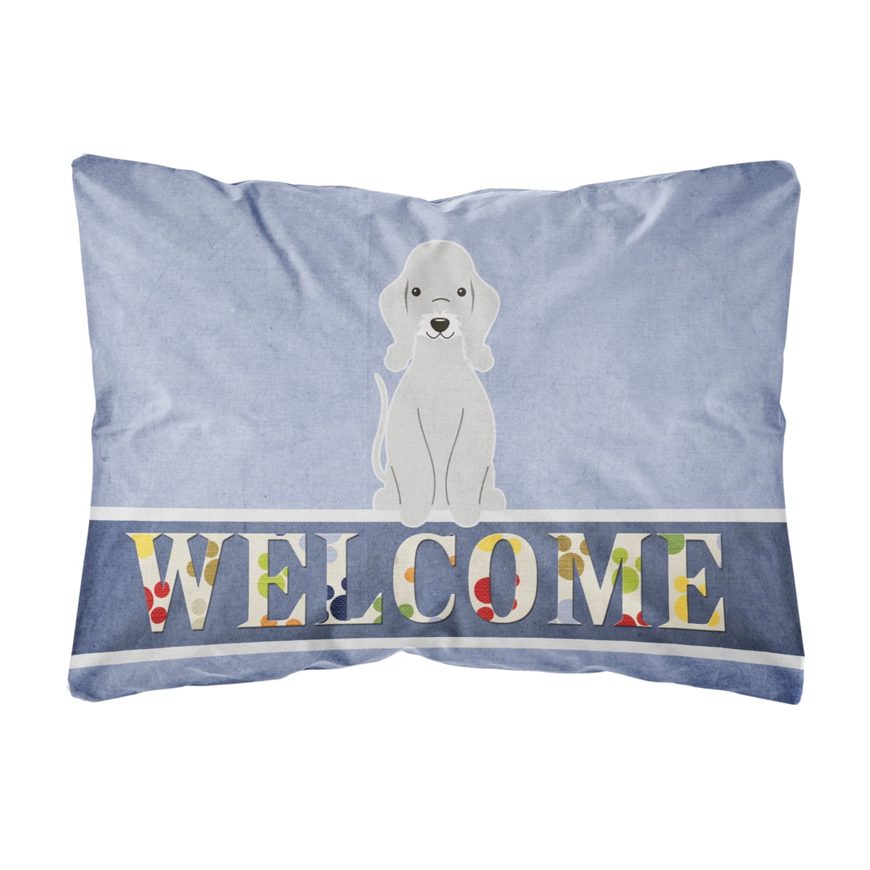 Bedlington Terrier Blue Welcome Canvas Fabric Decorative Pillow