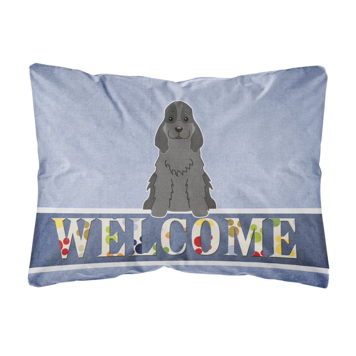 Cocker Spaniel Black Welcome Canvas Fabric Decorative Pillow