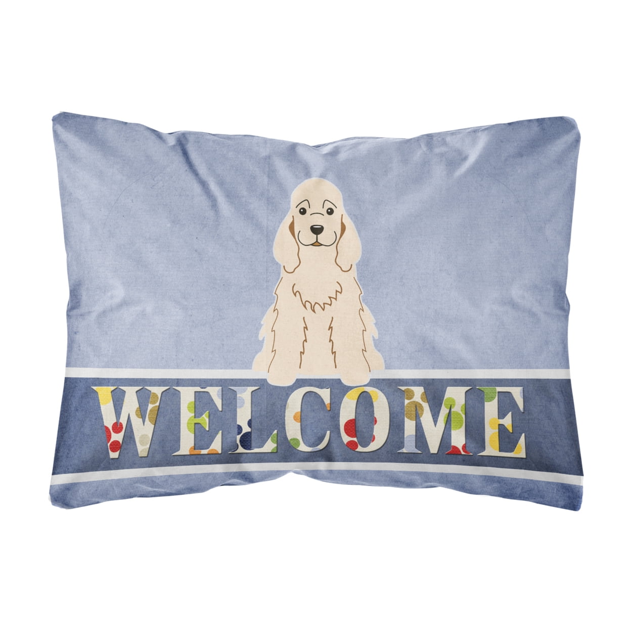 Cocker Spaniel Buff Welcome Canvas Fabric Decorative Pillow