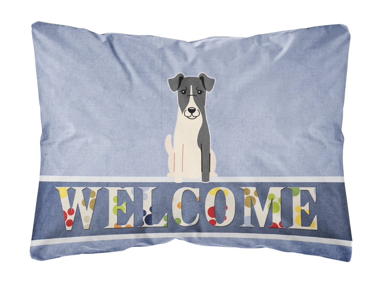 Smooth Fox Terrier Welcome Canvas Fabric Decorative Pillow