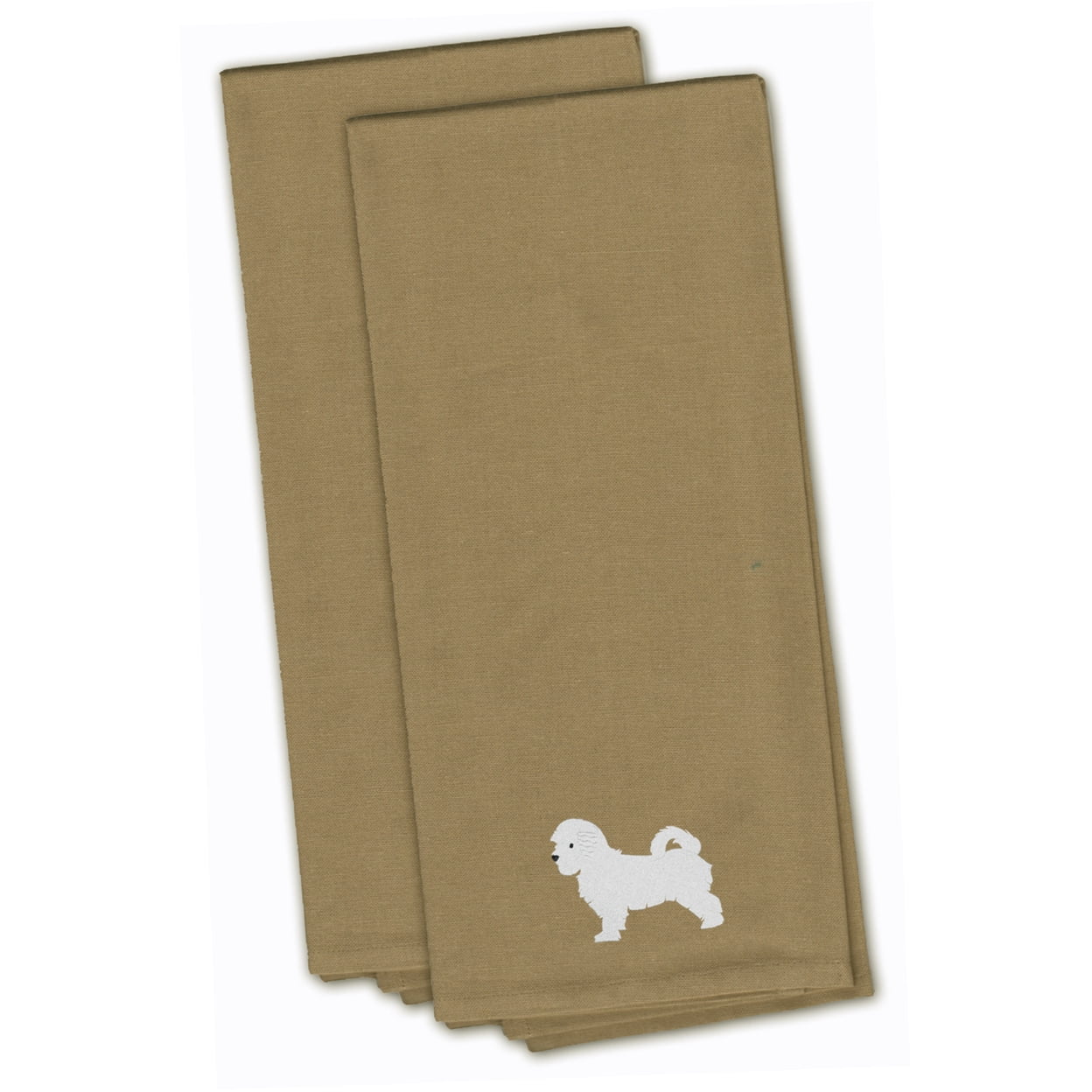 Picture of Carolines Treasures BB3436TNTWE Maltese Tan Embroidered Kitchen Towel - Set of 2