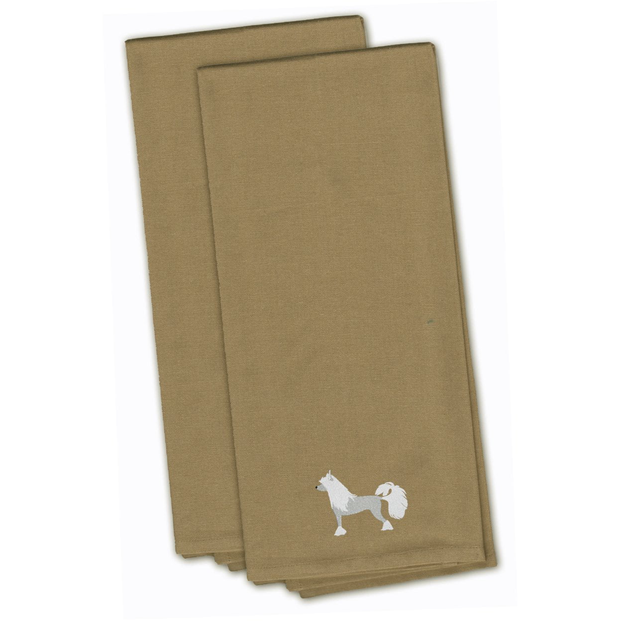 Picture of Carolines Treasures BB3443TNTWE Chinese Crested Tan Embroidered Kitchen Towel - Set of 2