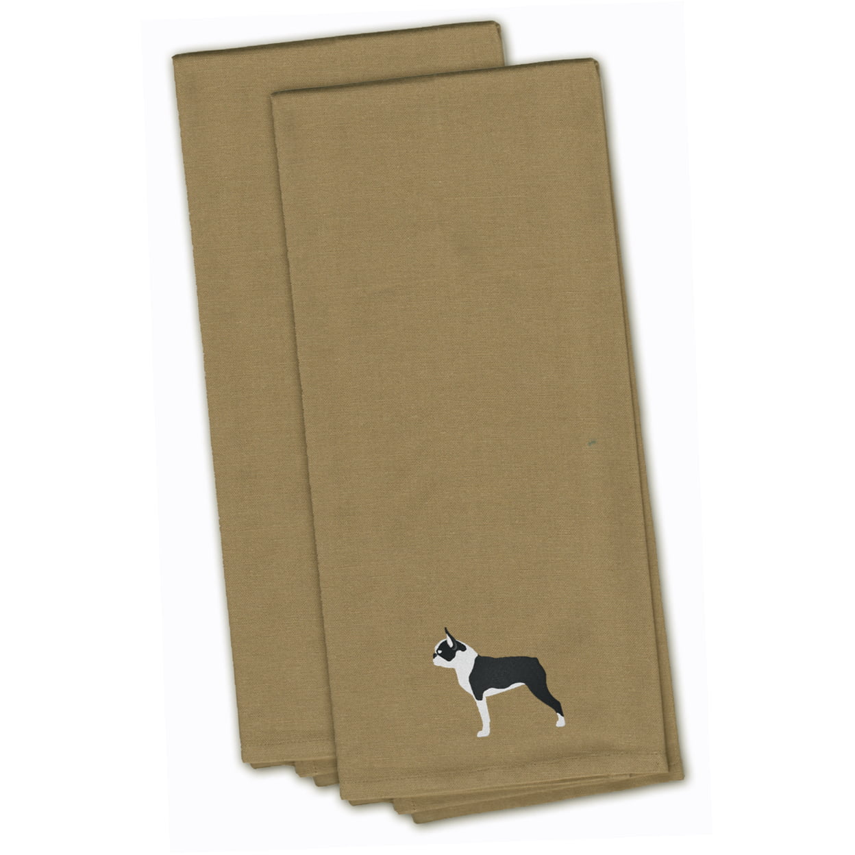 Picture of Carolines Treasures BB3444TNTWE Boston Terrier Tan Embroidered Kitchen Towel - Set of 2
