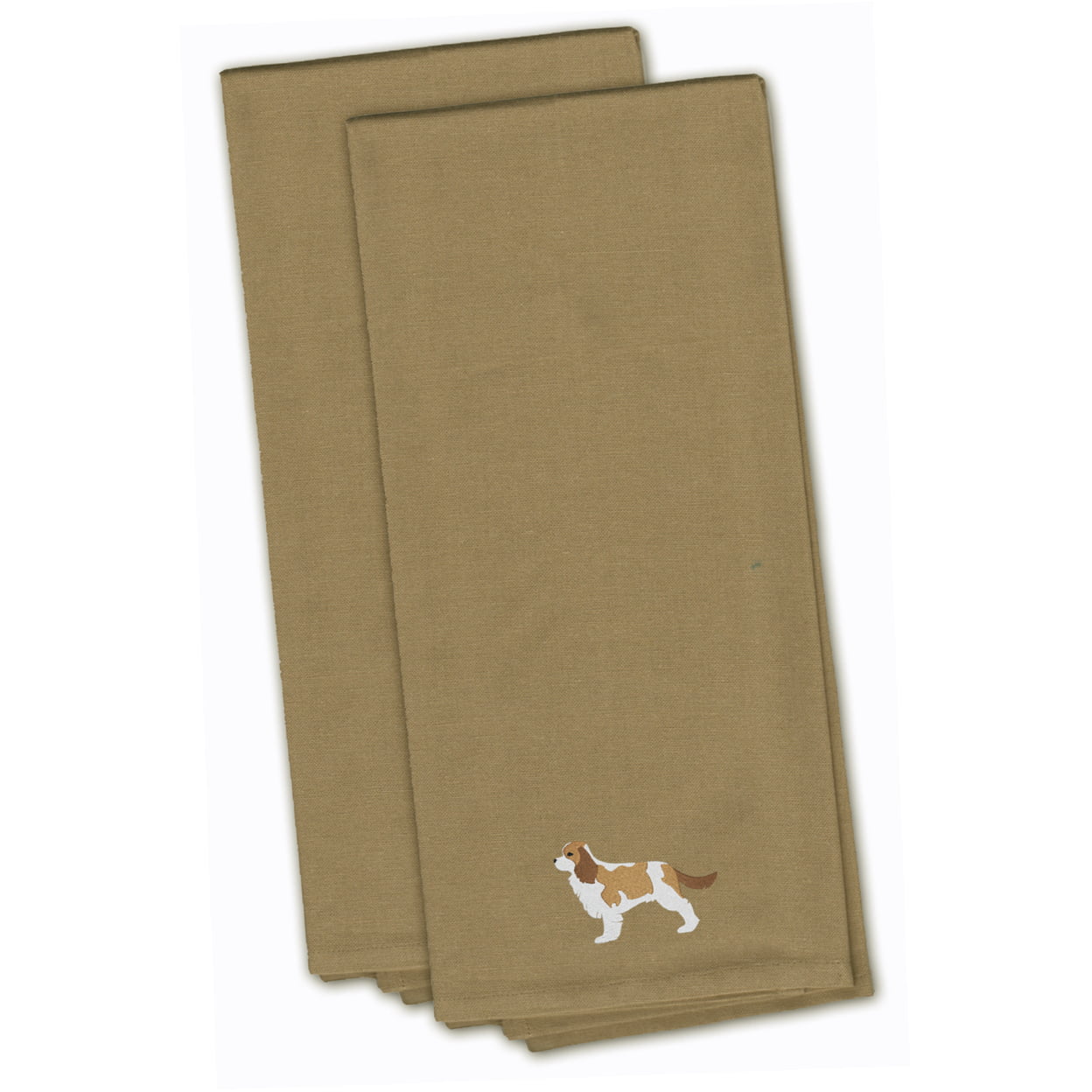 Picture of Carolines Treasures BB3449TNTWE Cavalier King Charles Spaniel Tan Embroidered Kitchen Towel - Set of 2