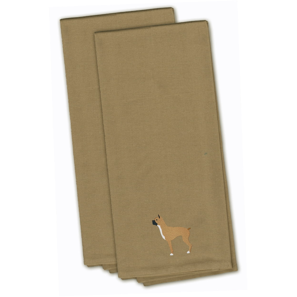 Picture of Carolines Treasures BB3453TNTWE Boxer Tan Embroidered Kitchen Towel - Set of 2
