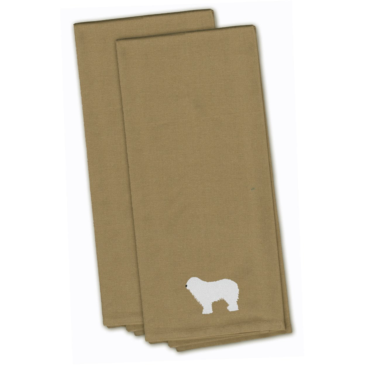 Picture of Carolines Treasures BB3455TNTWE Komondor Tan Embroidered Kitchen Towel - Set of 2