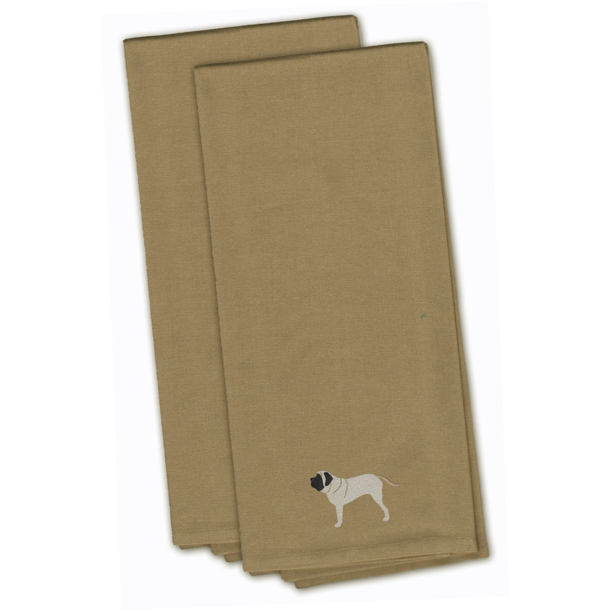 Picture of Carolines Treasures BB3456TNTWE English Mastiff Tan Embroidered Kitchen Towel - Set of 2