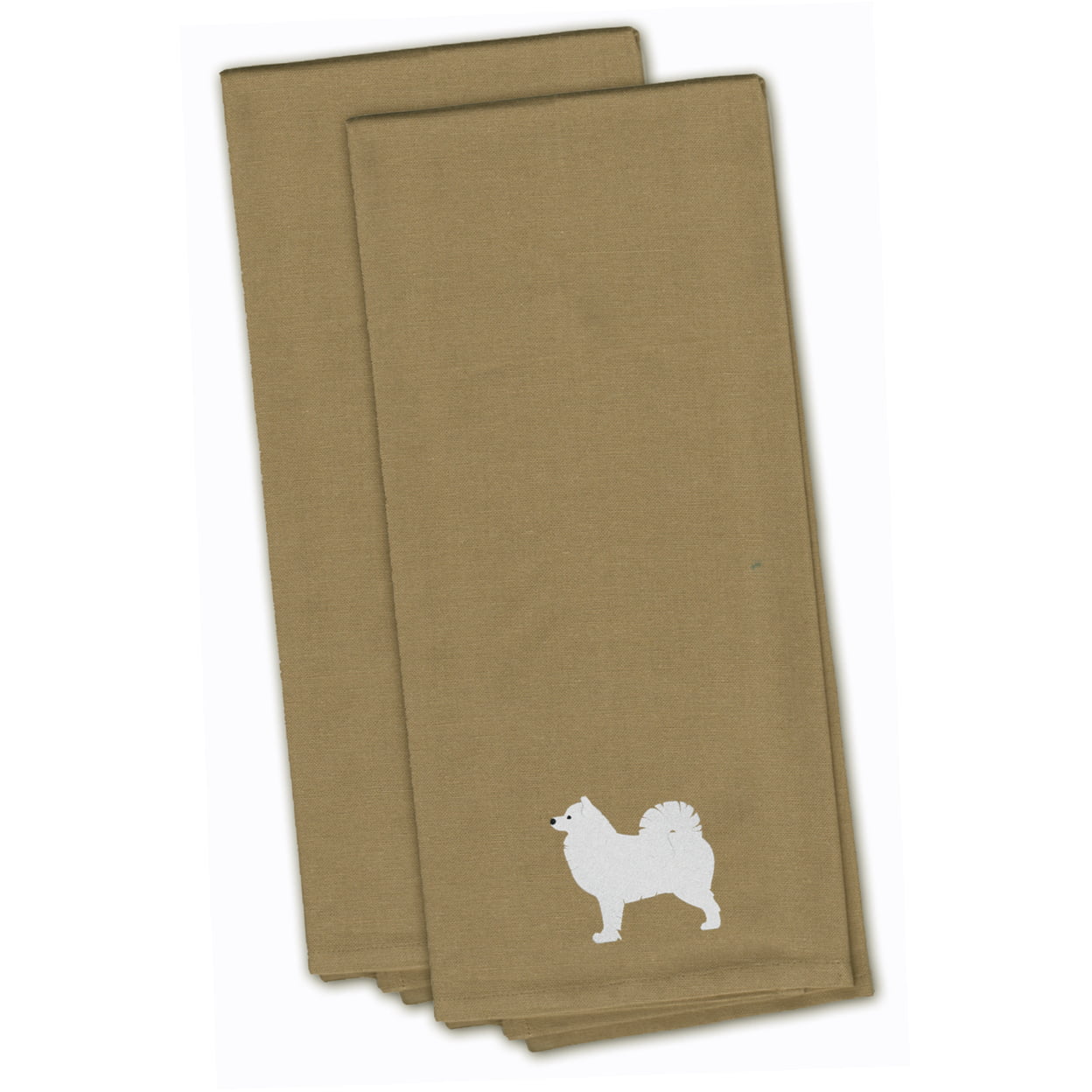 Picture of Carolines Treasures BB3459TNTWE Samoyed Tan Embroidered Kitchen Towel - Set of 2