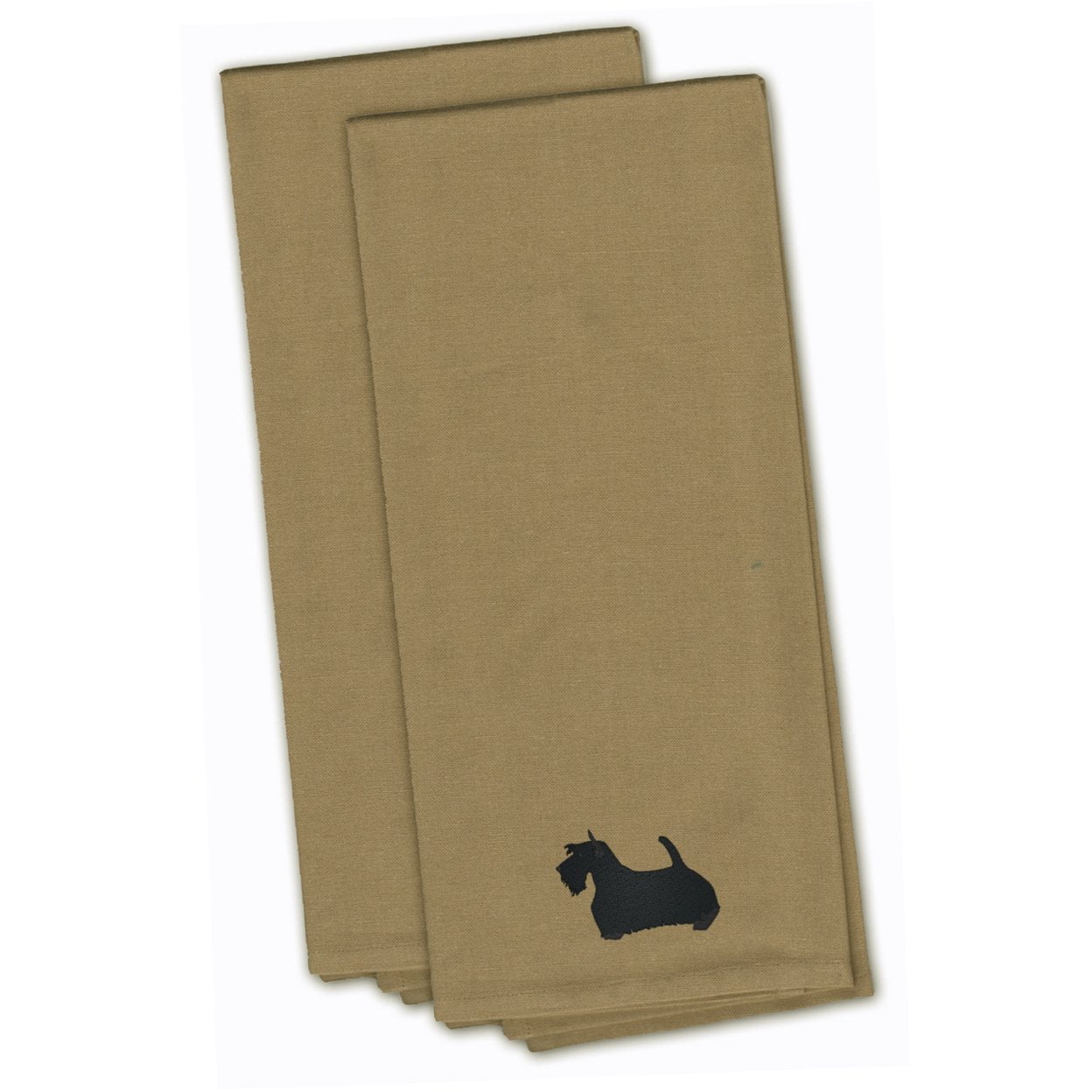 Scottish Terrier Tan Embroidered Kitchen Towel - Set of 2