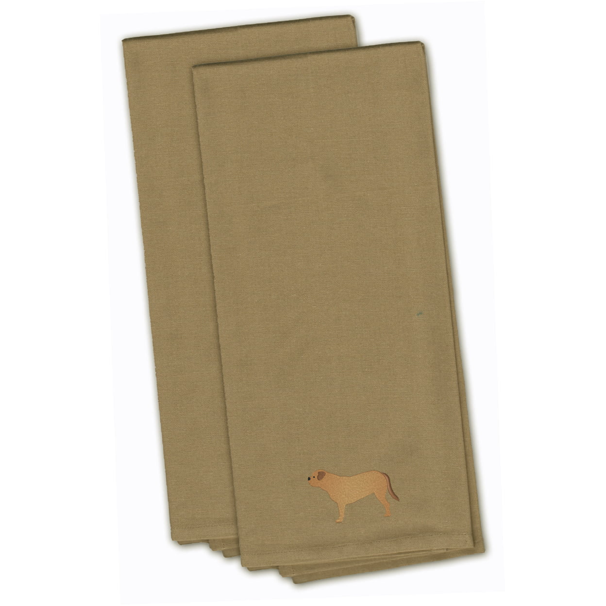 Dogue De Bordeaux Tan Embroidered Kitchen Towel - Set of 2