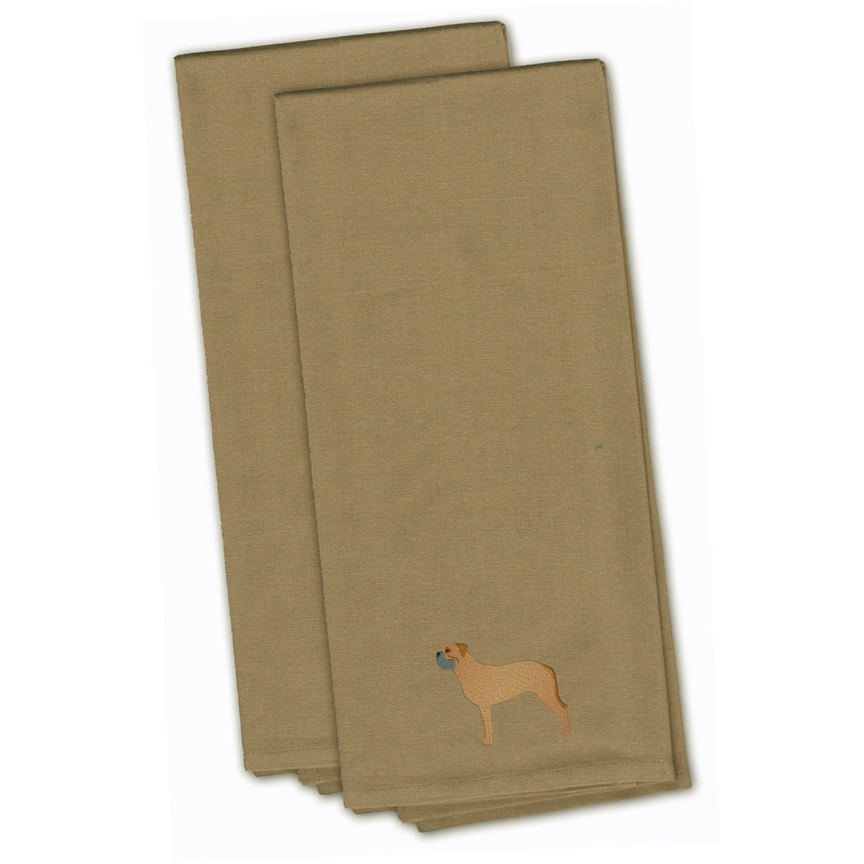 Bullmastiff Tan Embroidered Kitchen Towel - Set of 2