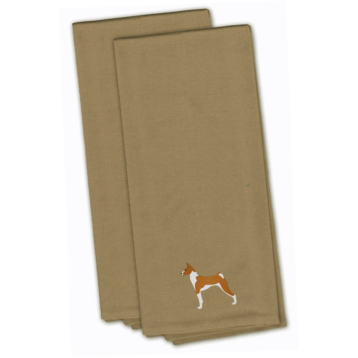 Picture of Carolines Treasures BB3474TNTWE Basenji Tan Embroidered Kitchen Towel - Set of 2