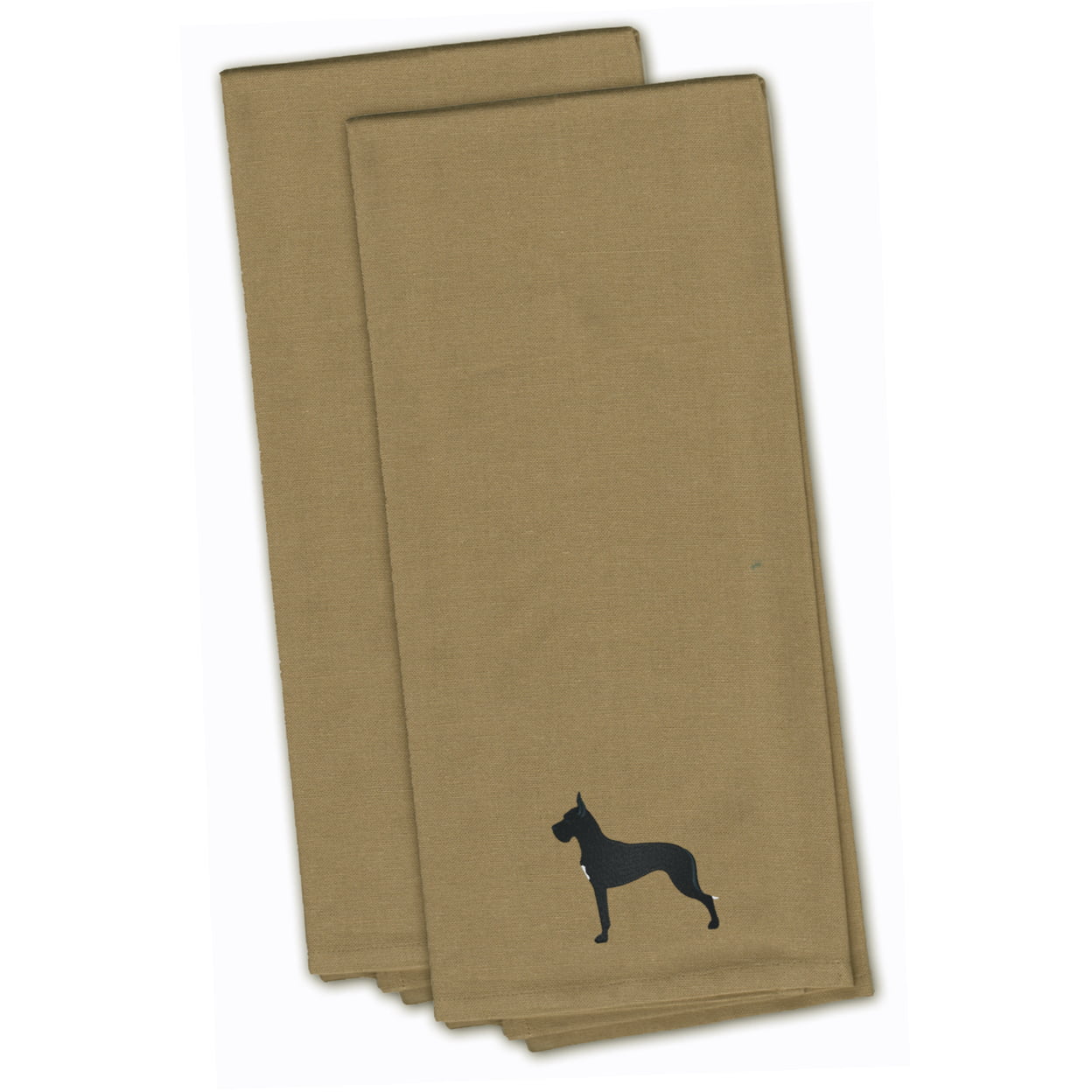 Great Dane Tan Embroidered Kitchen Towel - Set of 2