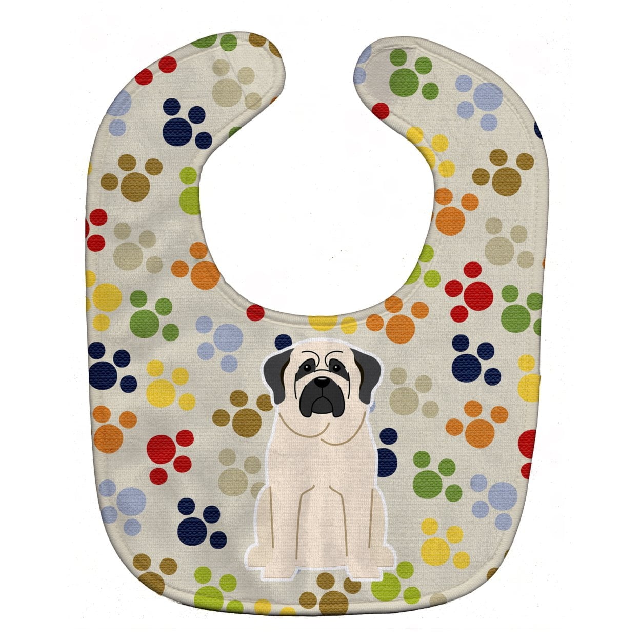 Pawprints Mastiff White Baby Bib