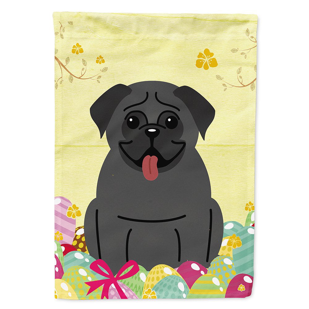 Easter Eggs Pug Black Flag Canvas House Size