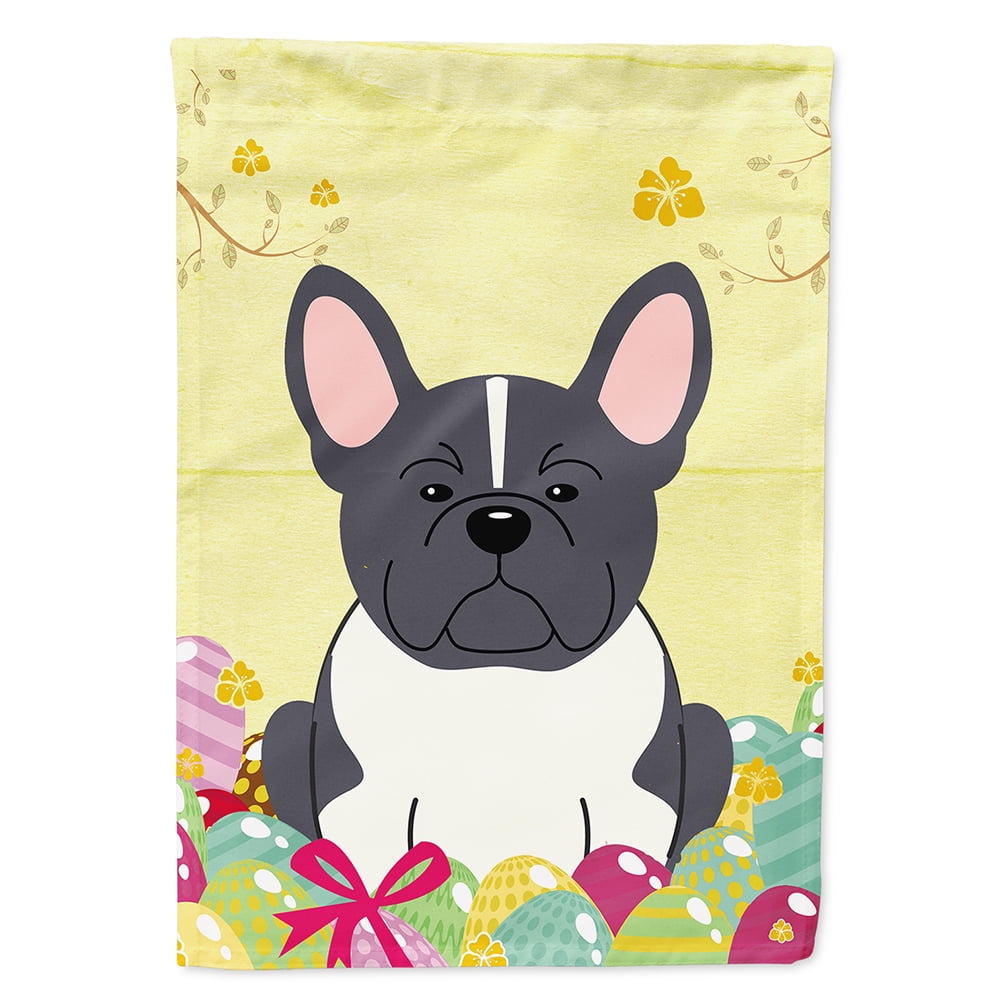 BB6012CHF Easter Eggs French Bulldog Black White Flag Canvas House Size