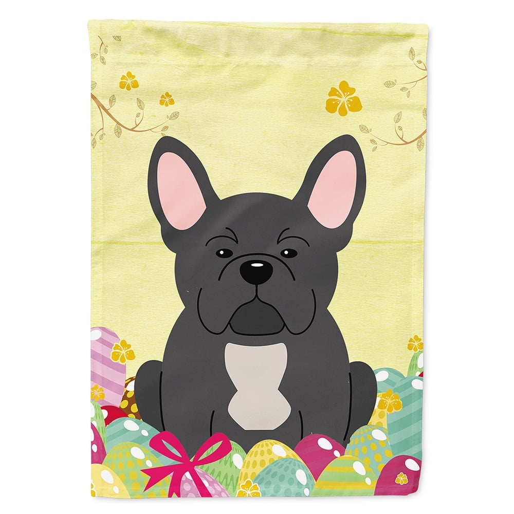 BB6014CHF Easter Eggs French Bulldog Black Flag Canvas House Size