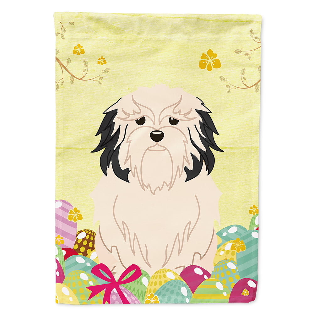 BB6019CHF Easter Eggs Lowchen Flag Canvas House Size