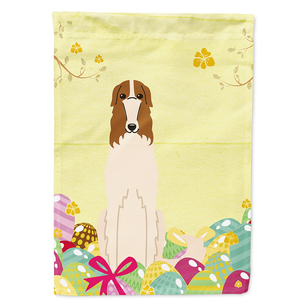 BB6023CHF Easter Eggs Borzoi Flag Canvas House Size